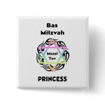Bas Mitzvah Princess Pinback Buttons