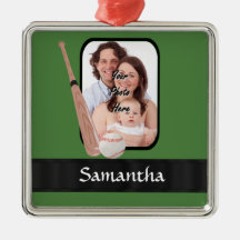 Base ball and bat christmas tree ornaments