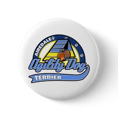Baseball Airedale Terrier Agility Pinback Button by MenagerieMayhem