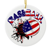 BASEBALL ALL AMERICAN - BURSTING THRU-  ORNAMENT