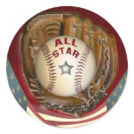 Baseball All Star Round Sticker