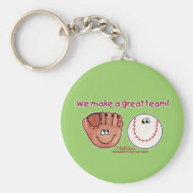 Baseball and Baseball Glove Team Key Chains