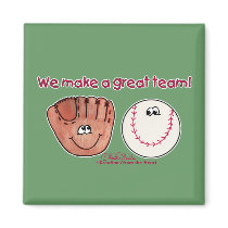 Baseball and Baseball Glove Team magnets by creationhrt Baseball and Baseball Glove Team magnets