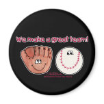Baseball and Baseball Glove Team Fridge Magnets