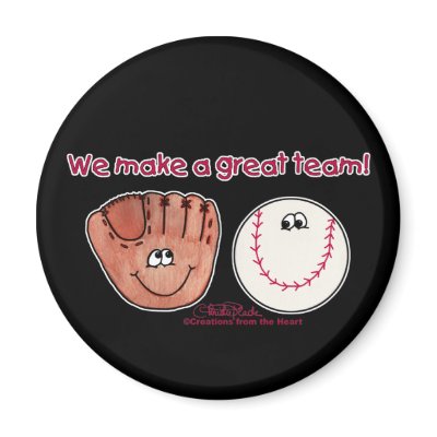 Baseball and Baseball Glove Team Fridge Magnets by creationhrt