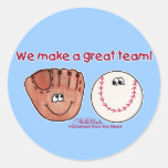 Baseball and Baseball Glove Team Round Sticker