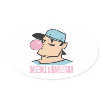 Baseball And Bubblegum Oval Stickers