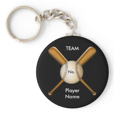 Baseball and Crossed Bats Customizable Keychains
