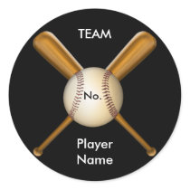 Baseball and Crossed Bats Customizable Sticker