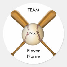 Baseball and Crossed Bats Customizable Stickers