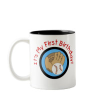 Baseball and Glove 1st Birthday Tshirts and Gifts mugs by kids_birthdays Baseball and Glove 1st Birthday Tshirts and Gifts mugs