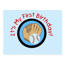 Baseball and Glove 1st Birthday Tshirts and Gifts Postcard