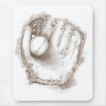 BASEBALL AND GLOVE mousepads