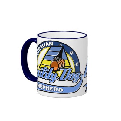 Baseball Australian Shepherd Agility Coffee Mugs by MenagerieMayhem