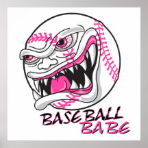 baseball babe girl baseball player fan design print