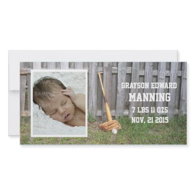 Baseball Baby Announcement Picture Card by KGsShirtShack2