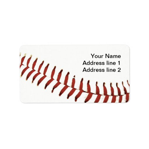 baseball ball stitching address label Zazzle