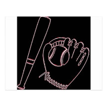 Baseball, Bat And Glove Post Cards