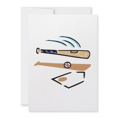 Baseball bat at home plate personalized invites by justsports