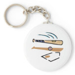 Baseball bat at home plate keychains