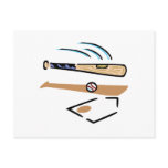 Baseball bat at home plate post card