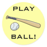 Baseball Bat n Ball Round Stickers