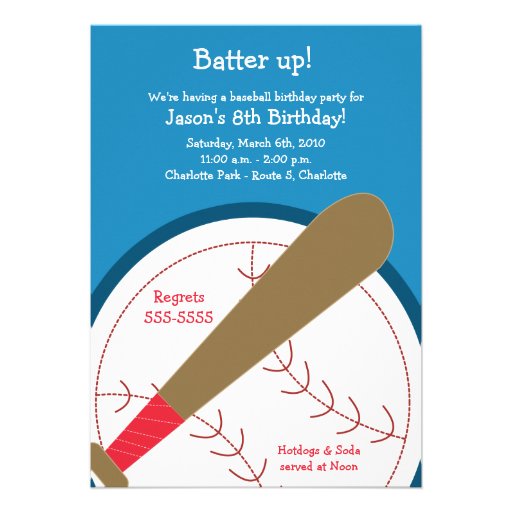 BASEBALL Batter Up Birthday Invitation