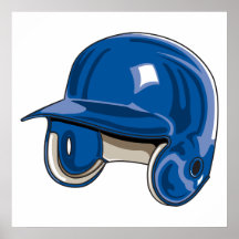 baseball batters helmet blue poster