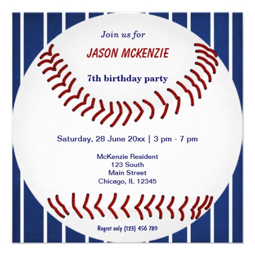 Baseball Birthday Custom Invite