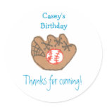 Baseball birthday favor label round stickers