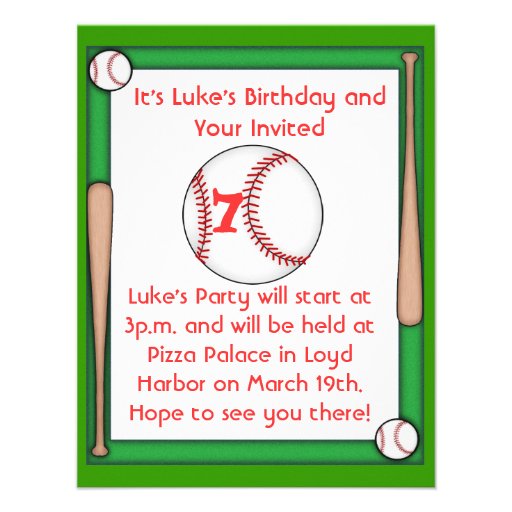 Baseball Birthday Party Invitation Boys & Girls