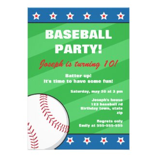 Baseball birthday party invitation for kids
