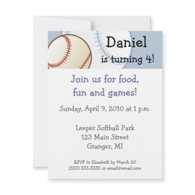 Baseball Birthday Party Invitations  4.25" x 5.5" by konceptskids