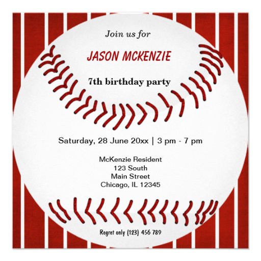 Baseball Birthday Personalized Announcements