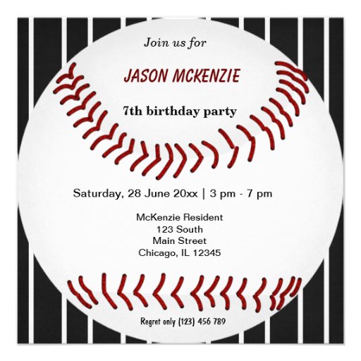 Baseball Birthday Personalized Invitations