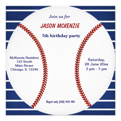 Baseball Birthday Personalized Invite