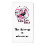 baseball bitch girl baseball player fan design personalized shipping labels