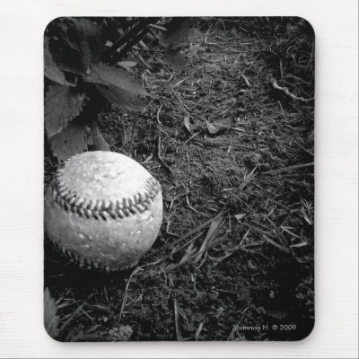 Baseball Black and White Mousepad by indolilly