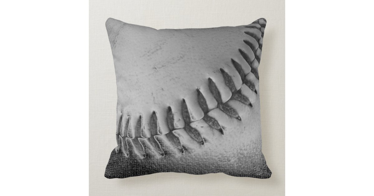 BASEBALL (black and white) Throw Pillow Zazzle