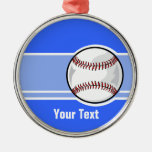 Baseball; Blue Christmas Tree Ornament