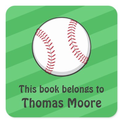 Baseball bookplate stickers/book labels by TheStationeryShop