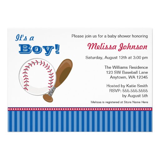 Baseball Boy Baby Shower Invitations
