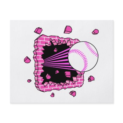 baseball breaking through brick wal pink girls personalized flyer by sports_shop