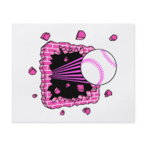 baseball breaking through brick wal pink girls personalized flyer