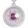 baseball breaking through brick wal pink girls necklaces