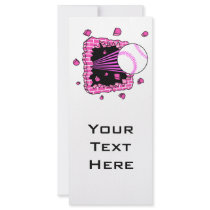 baseball breaking through brick wal pink girls personalized rack card
