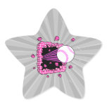 baseball breaking through brick wal pink girls stickers