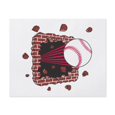 baseball breaking through brick wall flyer design by sports_shop