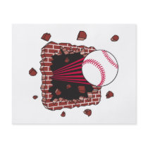 baseball breaking through brick wall flyer design