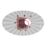 baseball breaking through brick wall oval sticker